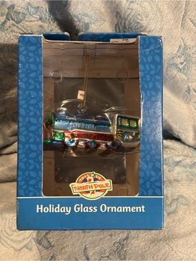 Holiday Glass Train Ornament - Blue/Red/Green Vintage Toys”R”Us 2000